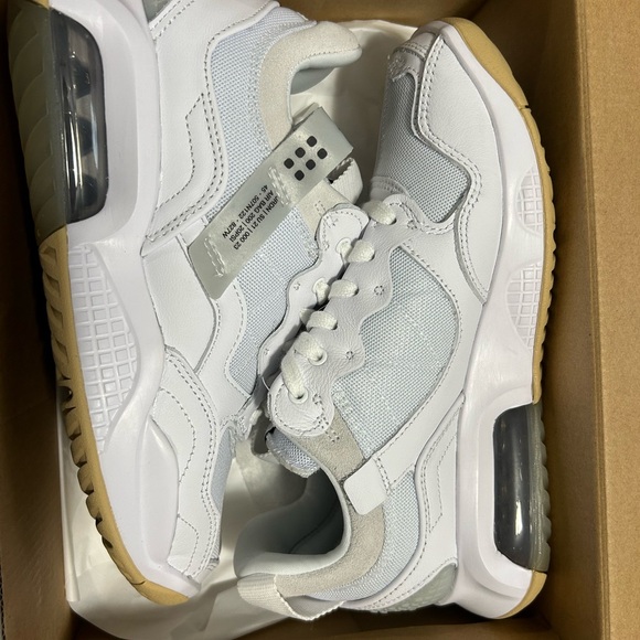 White and tan woman’s Jordan’s (jump man) life style sneaker. - Picture 2 of 4